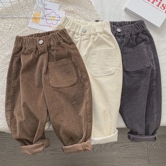 【18M-10Y】Boys Corduroy Solid Color Casual Pants