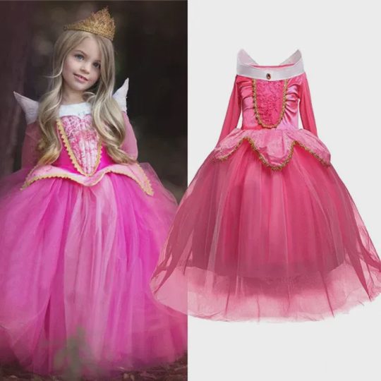 【3Y-10Y】Girls Sleeping Beauty Style Puffy Mesh Princess Dress