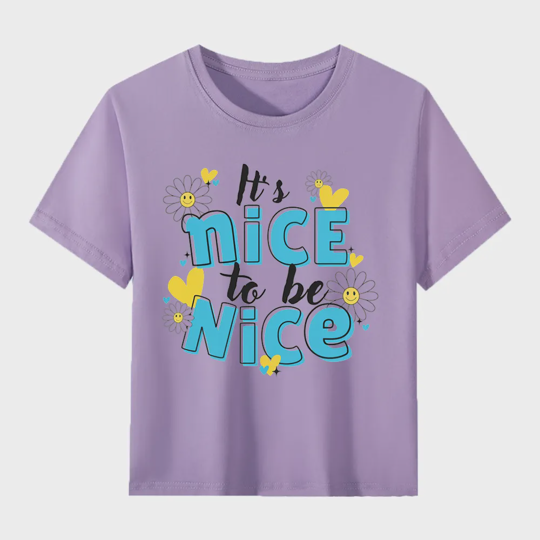 【2Y-13Y】It's Nice To Be Nice Daisy Graphic T-Shirt For Kids