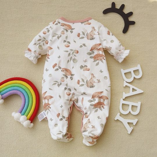 【0M-12M】Baby Girl Hedgehog Print Long Sleeve Romper