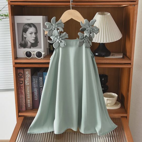 【18M-7Y】Girls' 3D Floral Spaghetti Strap Dress