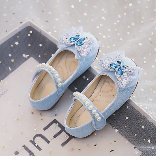 Girls' Pearl Crystal Bow Princess Shoes