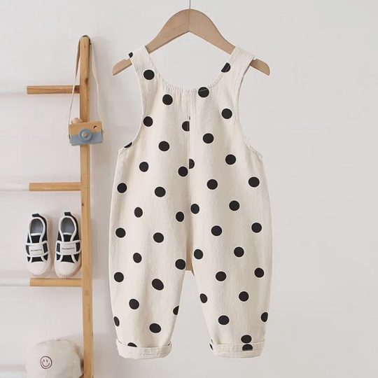 【12M-5Y】Unisex Polka Dot Stylish Overalls