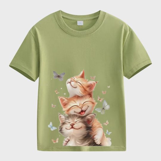 【2Y-13Y】Smiling Kittens & Butterflies Toddler T-Shirt