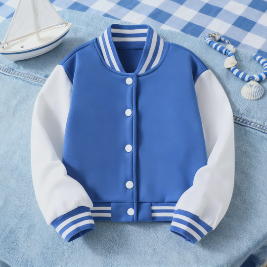 【4Y-10Y】Unisex Collegiate Colorblock Casual Varsity Jacket