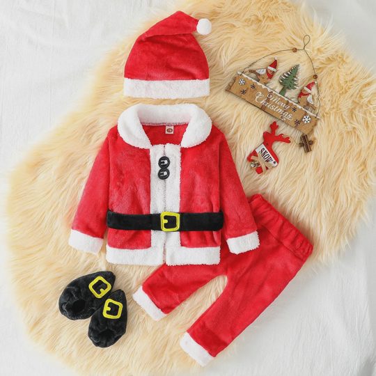 【6M-24M】Unisex Christmas Santa Claus Costume Photo Outfit