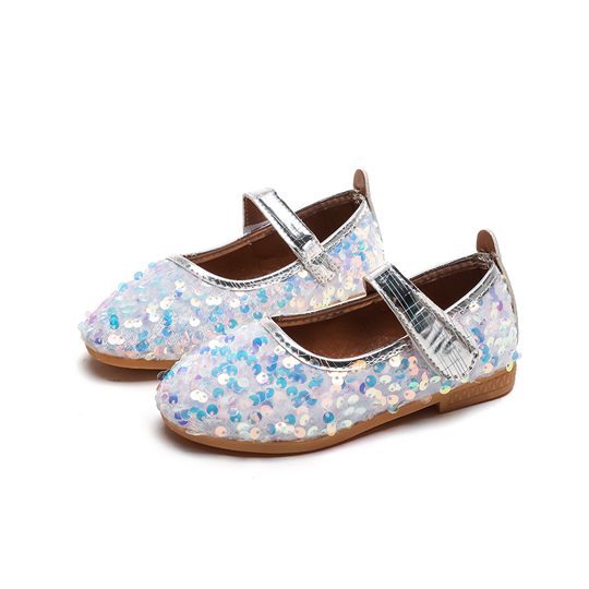 Girls' Sparkly Sequin Soft Sole Velcro Princess Shoes