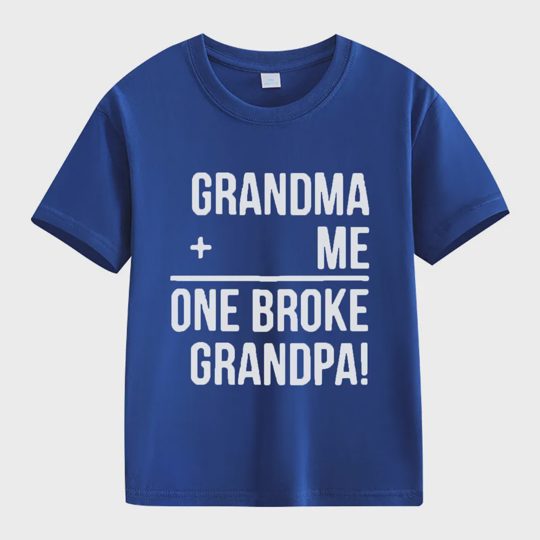 【2Y-13Y】"Grandma + Me = One Broke Grandpa" Funny Kids' T-Shirt