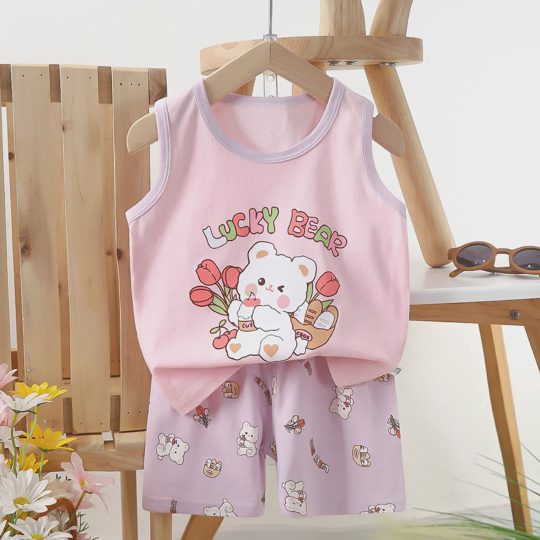 【6M-6Y】Unisex Fun Cartoon Print Tank Top Set