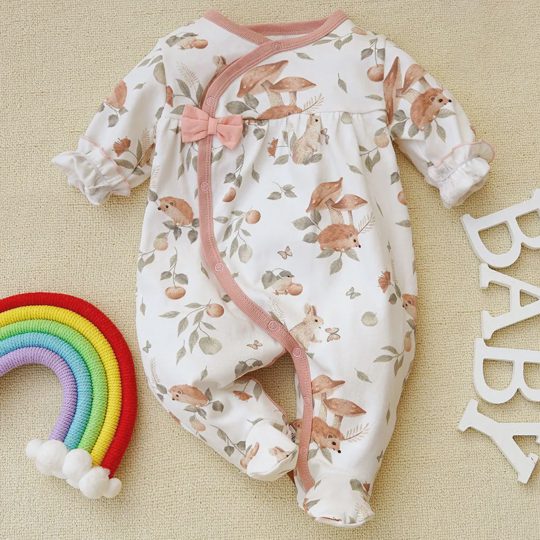 【0M-12M】Baby Girl Hedgehog Print Long Sleeve Romper
