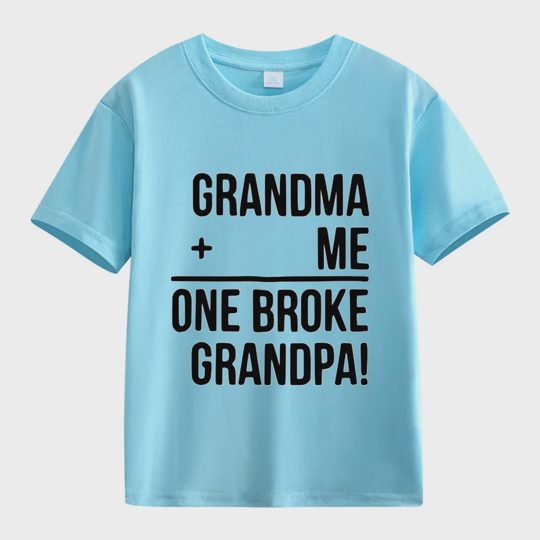 【2Y-13Y】"Grandma + Me = One Broke Grandpa" Funny Kids' T-Shirt