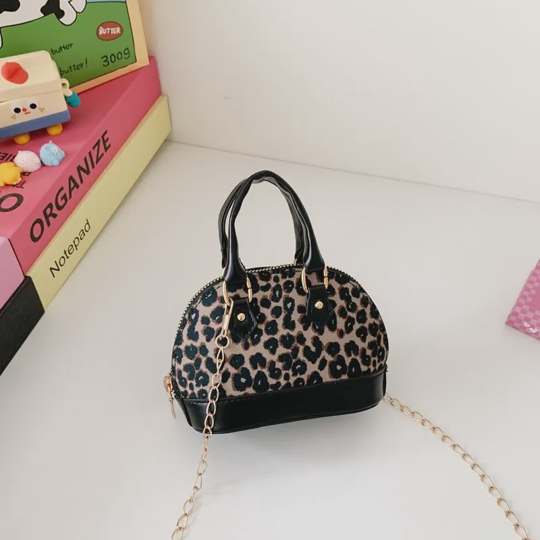 Girls' Leopard Print Mini Shell Handbag Crossbody Coin Purse