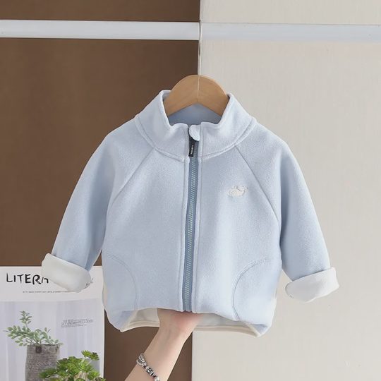 【18M-6Y】Unisex Casual Cartoon Fleece-Lined Long Sleeve Jacket