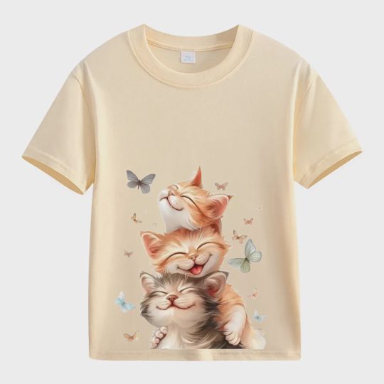 【2Y-13Y】Smiling Kittens & Butterflies Toddler T-Shirt