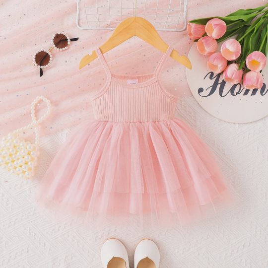 【3M-24M】Girls' Cute Solid Tulle Princess Dress