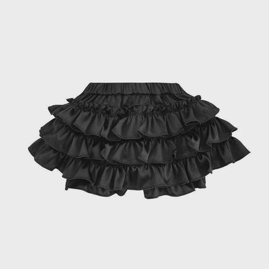 【12M-8Y】Girls Stylish Multi-Layered Ruffled Solid Color Skirt