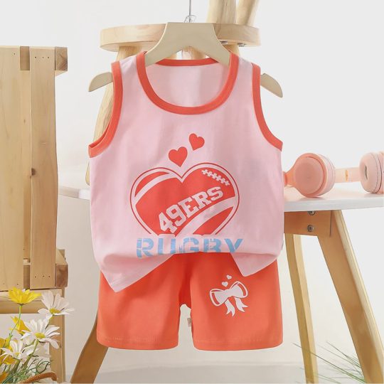【6M-6Y】Unisex Fun Cartoon Print Tank Top Set