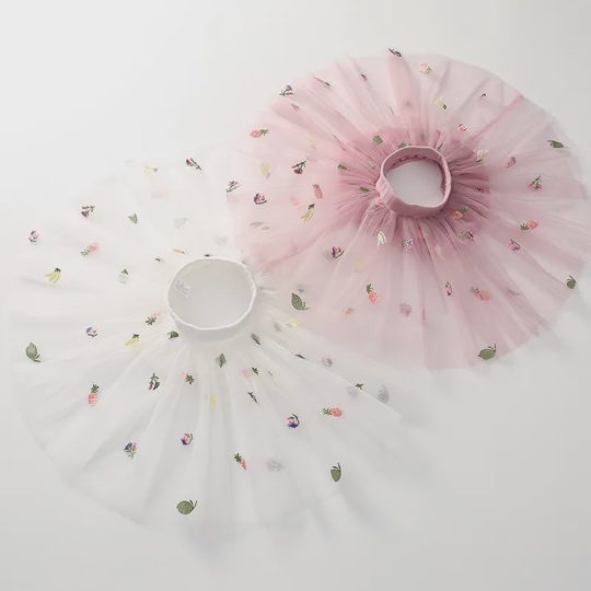 【18M-7Y】Girls' Embroidered Tulle Skirt