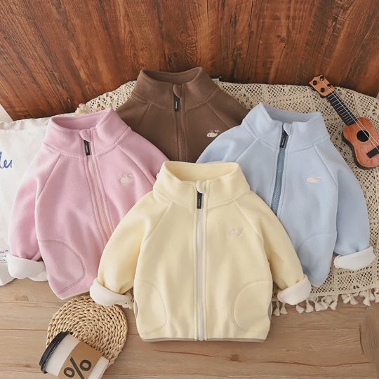【18M-6Y】Unisex Casual Cartoon Fleece-Lined Long Sleeve Jacket