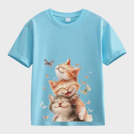 【2Y-13Y】Smiling Kittens & Butterflies Toddler T-Shirt