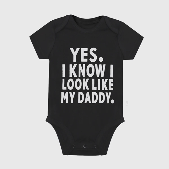 【0M-24M】Adorable Baby Bodysuit With "Yes, I Know I Look Like My Daddy" Print