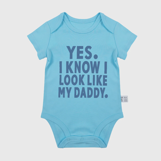 【0M-24M】Adorable Baby Bodysuit With "Yes, I Know I Look Like My Daddy" Print