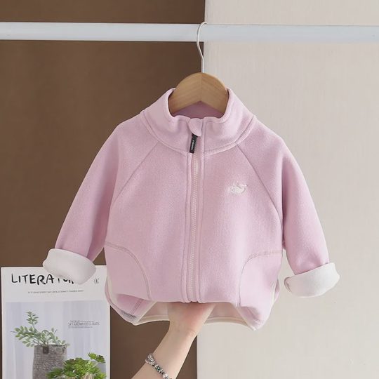 【18M-6Y】Unisex Casual Cartoon Fleece-Lined Long Sleeve Jacket