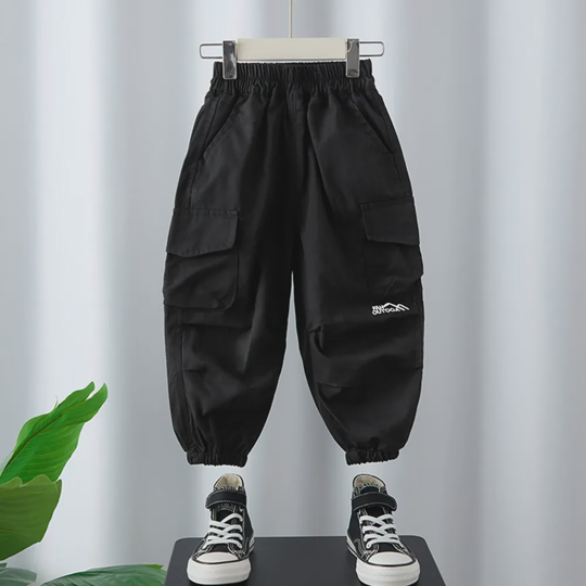 【18M-12Y】Boys Casual Solid Color Loose Cargo Pants