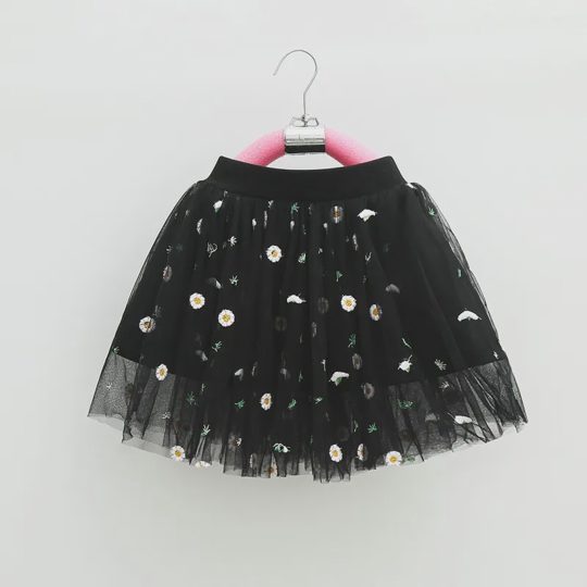 【18M-7Y】Girls' Daisy Embroidered Tulle Skirt