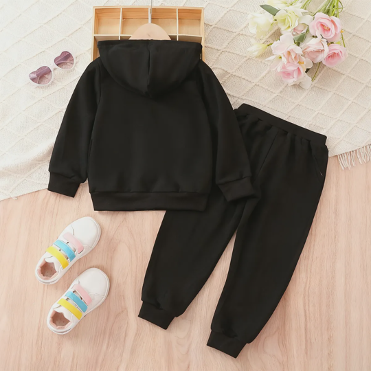 【2Y-7Y】Girls Butterfly Print Hooded Sweatshirt Two-piece Set