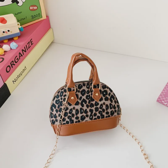 Girls' Leopard Print Mini Shell Handbag Crossbody Coin Purse