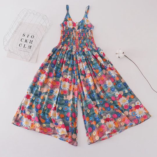 【4Y-14Y】Girls Multicolor Butterfly Flower Sling Bodysuit