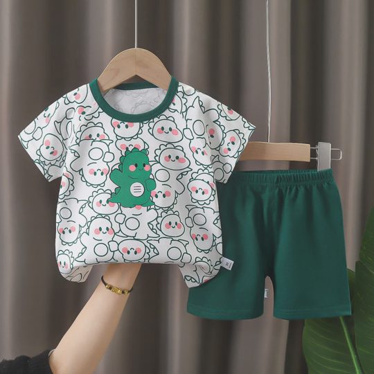 【6M-6Y】Unisex Round Neck Cartoon Print T-Shirt Set