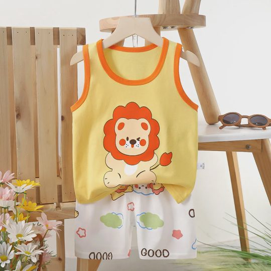 【6M-6Y】Unisex Fun Cartoon Print Tank Top Set