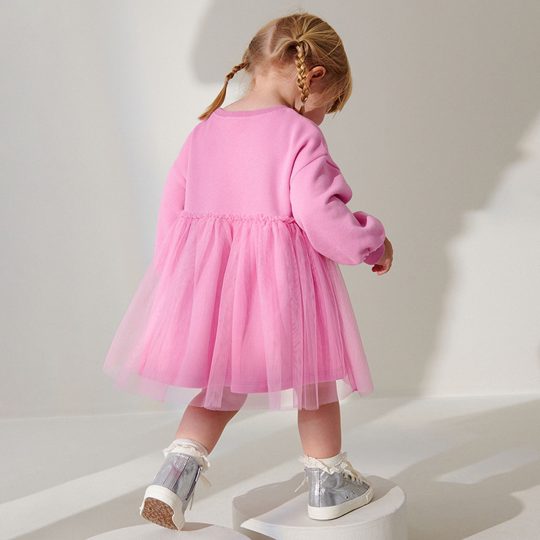 【18M-7Y】Girls' Long Sleeve Tulle Bunny Princess Dress