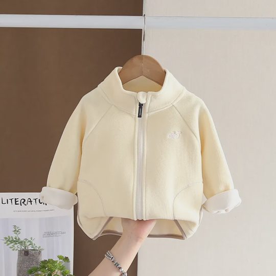 【18M-6Y】Unisex Casual Cartoon Fleece-Lined Long Sleeve Jacket