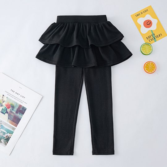 【3Y-10Y】2-piece Girls Casual Butterfly Tie Dye Printed Ruffle Skirt Leggings