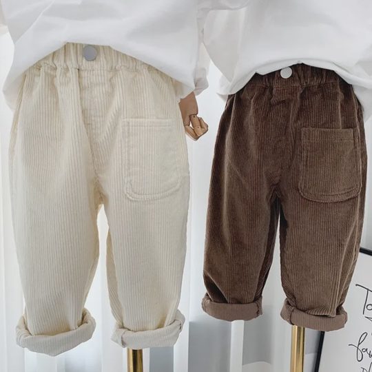 【18M-10Y】Boys Corduroy Solid Color Casual Pants