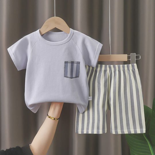【6M-6Y】Unisex Round Neck Cartoon Print T-Shirt Set
