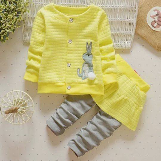 【12M-4Y】Girl Sweet Rabbit Embroidered Jacket Hakama Set