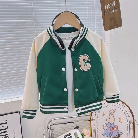 【18M-11Y】Unisex Kids Multicolor Letter Print Baseball Jacket
