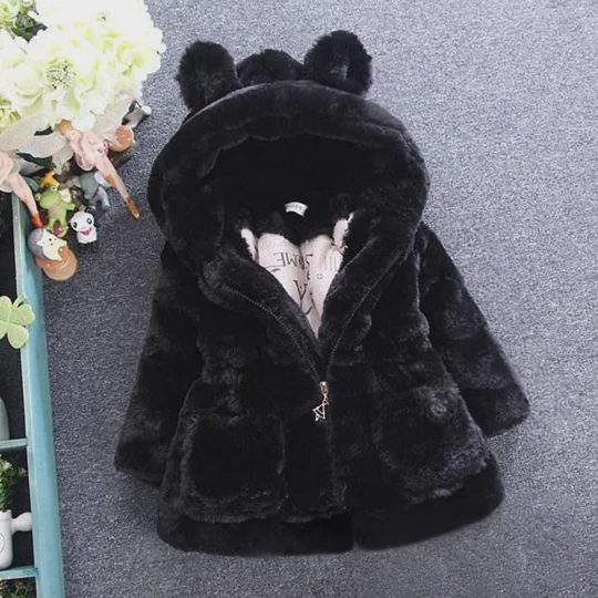 【12M-9Y】Girls Cute Thick Long-sleeved Hooded Jacket - 1162