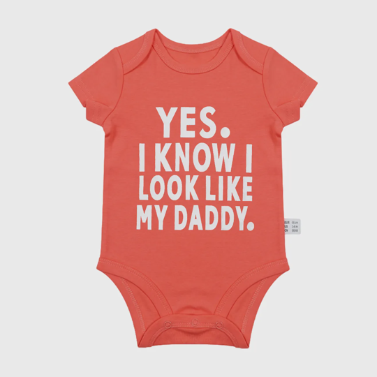 【0M-24M】Adorable Baby Bodysuit With "Yes, I Know I Look Like My Daddy" Print