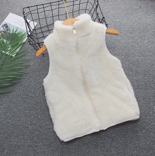 【18M-6Y】Unisex Casual Coral Velvet Keep Warm High Neck Vest Coat